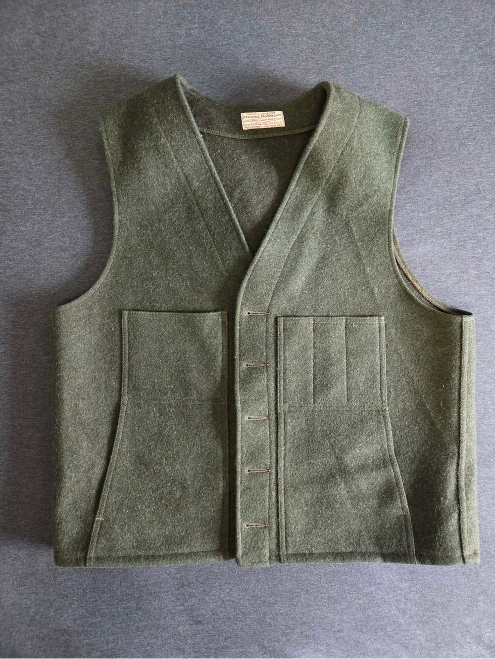 Vintage Filson Mackinaw Wool Vest Forest Green USA Made